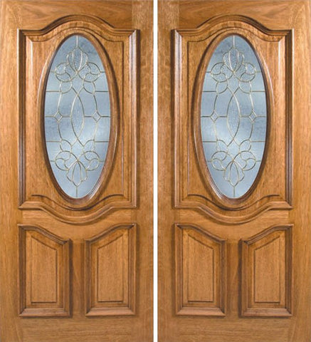 WDMA 60x80 Door (5ft by 6ft8in) Exterior Mahogany La Jolla Double Door w/ BO Glass - 6ft8in Tall 1