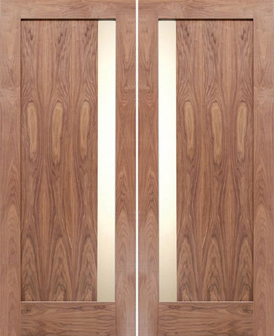 WDMA 60x80 Door (5ft by 6ft8in) Exterior Walnut Vertical Slimlite Double Entry Door 1