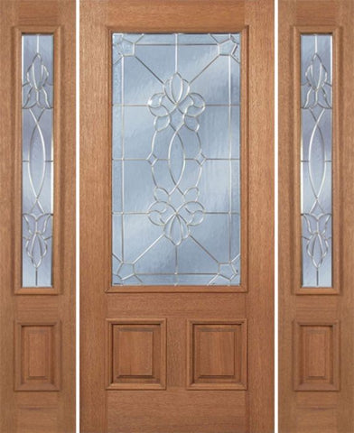 WDMA 60x80 Door (5ft by 6ft8in) Exterior Mahogany Celtic Cross Single Door/2side w/ CO Glass 1