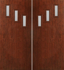 WDMA 60x80 Door (5ft by 6ft8in) Exterior Cherry Contemporary Modern 3 Lite Double Entry Door FC513 1