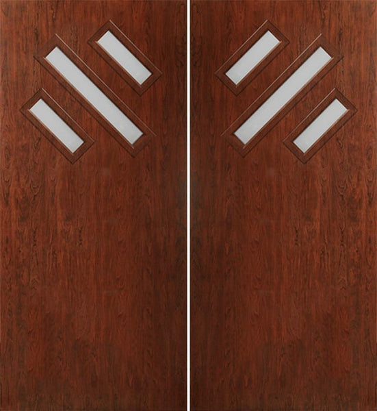 WDMA 60x80 Door (5ft by 6ft8in) Exterior Cherry Contemporary Modern 3 Lite Double Entry Door FC534 1
