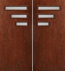WDMA 60x80 Door (5ft by 6ft8in) Exterior Cherry Contemporary Modern 3 Lite Double Entry Door FC522 1