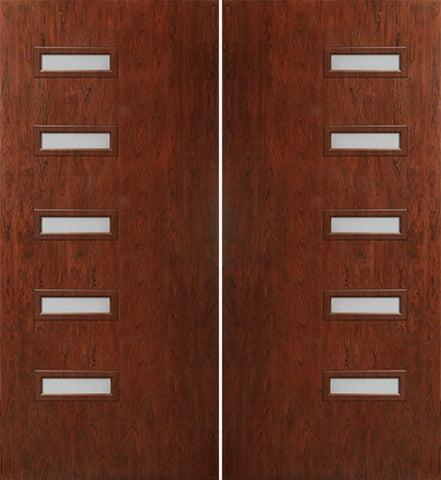 WDMA 60x80 Door (5ft by 6ft8in) Exterior Cherry Contemporary Modern 5 Lite Double Entry Door FC595 1
