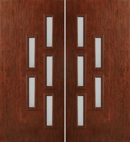 WDMA 60x80 Door (5ft by 6ft8in) Exterior Cherry Contemporary Modern 5 Lite Double Entry Door FC553 1