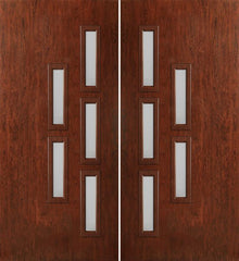 WDMA 60x80 Door (5ft by 6ft8in) Exterior Cherry Contemporary Modern 5 Lite Double Entry Door FC553 1