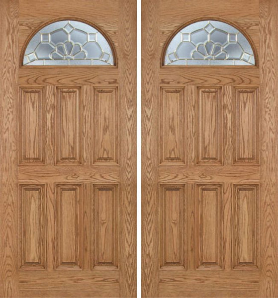 WDMA 60x80 Door (5ft by 6ft8in) Exterior Oak Merritt Double Door w/ A Glass 1