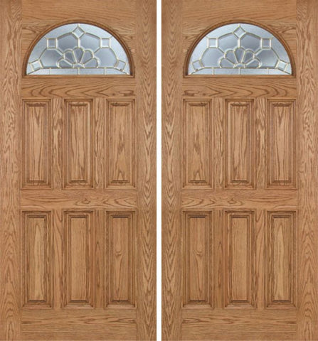 WDMA 60x80 Door (5ft by 6ft8in) Exterior Oak Merritt Double Door w/ A Glass 1