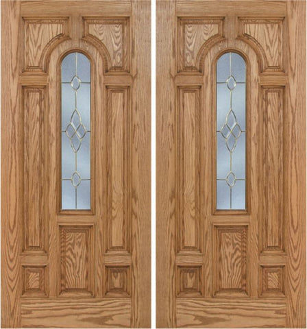 WDMA 60x80 Door (5ft by 6ft8in) Exterior Oak Carrick Double Door w/ C Glass - 6ft8in Tall 1