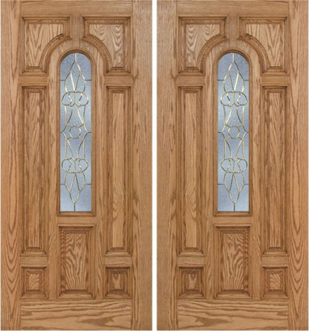 WDMA 60x80 Door (5ft by 6ft8in) Exterior Oak Carrick Double Door w/ OL Glass - 6ft8in Tall 1