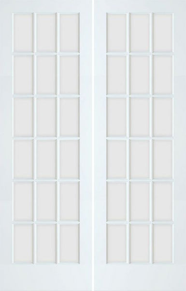WDMA 60x96 Door (5ft by 8ft) French Barn Smooth 96in Primed 18 Lite Double Door Clear Tempered Glass 1