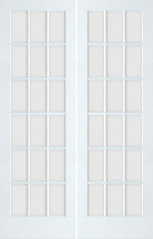 WDMA 60x96 Door (5ft by 8ft) French Barn Smooth 96in Primed 18 Lite Double Door Clear Tempered Glass 1