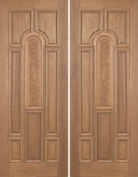 WDMA 60x96 Door (5ft by 8ft) Exterior Mahogany Revis Double Door Carved Panel - 8ft Tall 1
