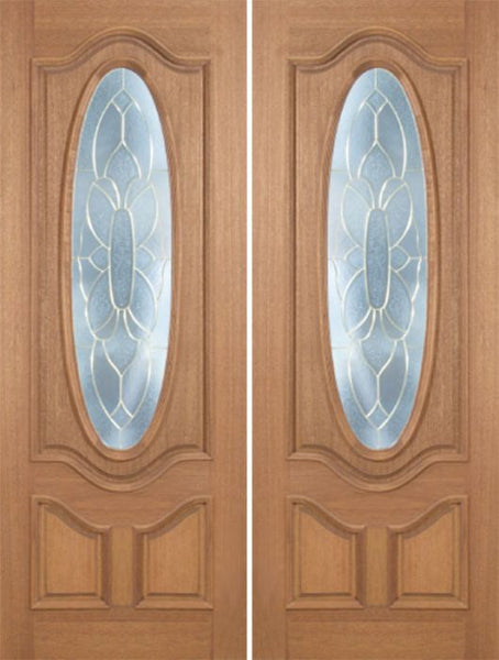 WDMA 60x96 Door (5ft by 8ft) Exterior Mahogany Carmel Double Door w/ BO Glass - 8ft Tall 1