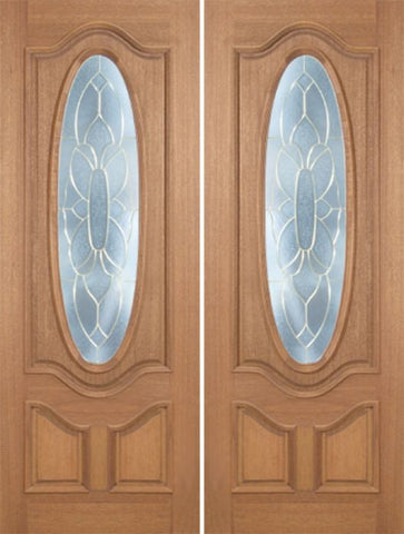 WDMA 60x96 Door (5ft by 8ft) Exterior Mahogany Carmel Double Door w/ BO Glass - 8ft Tall 1