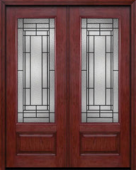 WDMA 60x96 Door (5ft by 8ft) Exterior Cherry 96in 3/4 Lite Double Entry Door Pembrook Glass 1