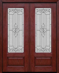 WDMA 60x96 Door (5ft by 8ft) Exterior Cherry 96in 3/4 Lite Double Entry Door Cadence Glass 1