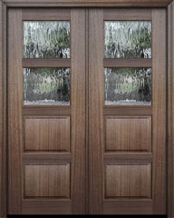 WDMA 60x96 Door (5ft by 8ft) Exterior Mahogany 96in Double 2 lite TDL Continental DoorCraft Door w/Textured Glass 1