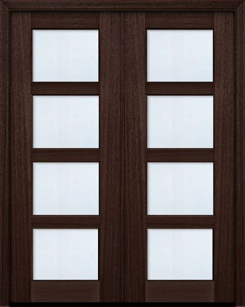 WDMA 60x96 Door (5ft by 8ft) Exterior Mahogany 96in Double 4 lite TDL Continental DoorCraft Door w/Bevel IG 1