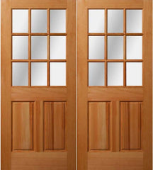 WDMA 64x80 Door (5ft4in by 6ft8in) Exterior Fir 1-3/4in 9 light Double Door 1