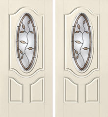 WDMA 64x80 Door (5ft4in by 6ft8in) Exterior Smooth Avonlea 3/4 Deluxe Oval Lite 2 Panel Star Double Door 1