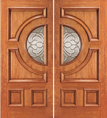WDMA 64x80 Door (5ft4in by 6ft8in) Exterior Mahogany Front Double Door Radius Lite with Casting Glass 1