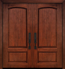 WDMA 64x80 Door (5ft4in by 6ft8in) Exterior Cherry IMPACT | 80in Double 2 Panel Arch or Knotty Alder Door 1