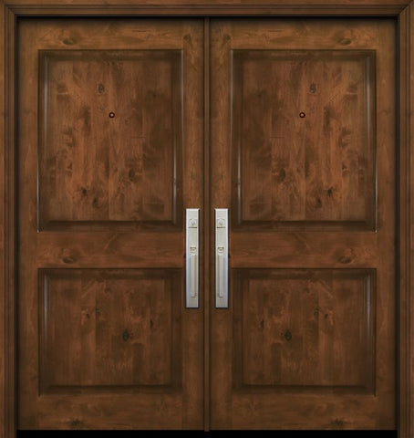 WDMA 64x80 Door (5ft4in by 6ft8in) Exterior Knotty Alder 80in Double 2 Panel Square Estancia Alder Door 1
