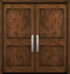 WDMA 64x80 Door (5ft4in by 6ft8in) Exterior Knotty Alder 80in Double 2 Panel Square Estancia Alder Door 1