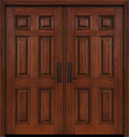 WDMA 64x80 Door (5ft4in by 6ft8in) Exterior Cherry IMPACT | 80in Double 6 Panel Door 1