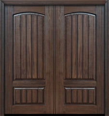 WDMA 64x80 Door (5ft4in by 6ft8in) Exterior Cherry 80in Double 2 Panel Arch V-Grooved or Knotty Alder Door 1