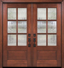 WDMA 64x80 Door (5ft4in by 6ft8in) Exterior Mahogany 80in Double 2/3 Lite 6 Lite SDL DoorCraft Door 1