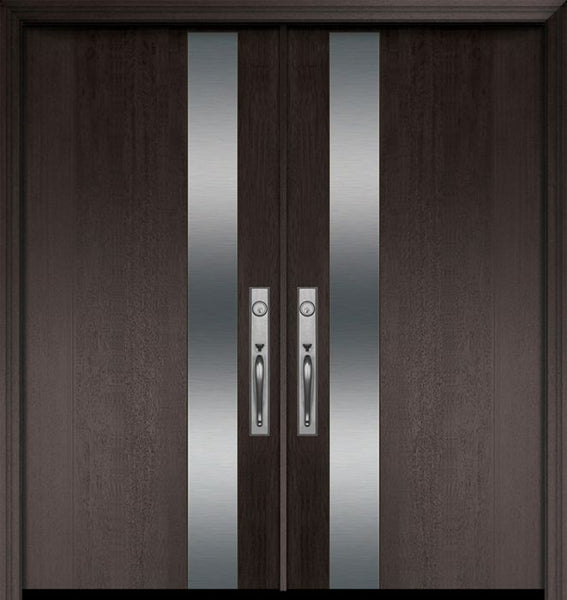WDMA 64x80 Door (5ft4in by 6ft8in) Exterior Mahogany 80in Double Costa Mesa Solid Contemporary Door 1
