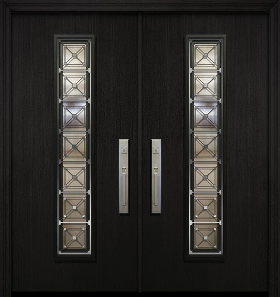 WDMA 64x80 Door (5ft4in by 6ft8in) Exterior Mahogany 80in Double Malibu Contemporary Door with Speakeasy 1