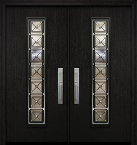WDMA 64x80 Door (5ft4in by 6ft8in) Exterior Mahogany 80in Double Malibu Contemporary Door with Speakeasy 1