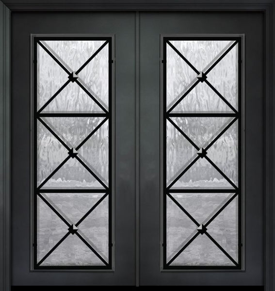 WDMA 64x80 Door (5ft4in by 6ft8in) Exterior 80in ThermaPlus Steel Republic 1 Panel Full Lite Double Door 1