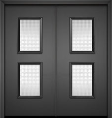 WDMA 64x80 Door (5ft4in by 6ft8in) Exterior 80in ThermaPlus Steel Newport Contemporary Double Door w/Metal Grid / Clear Glass 1