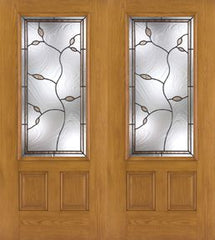 WDMA 64x80 Door (5ft4in by 6ft8in) Exterior Oak Fiberglass Impact Door 3/4 Lite Avonlea 6ft8in Double 1