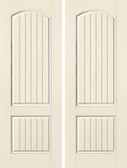 WDMA 64x96 Door (5ft4in by 8ft) Exterior Smooth 8ft 2 Panel Plank Soft Arch Star Double Door 1