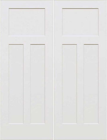 WDMA 64x96 Door (5ft4in by 8ft) Interior Swing Smooth 96in 3-Panel Craftsman Primed Double Door 1
