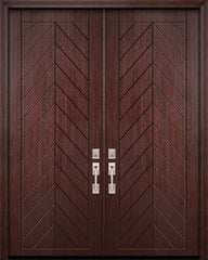 WDMA 64x96 Door (5ft4in by 8ft) Exterior Mahogany 96in Double Chevron Contemporary Door 1