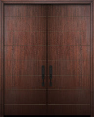 WDMA 64x96 Door (5ft4in by 8ft) Exterior Mahogany 96in Double Westwood Solid Contemporary Door 1