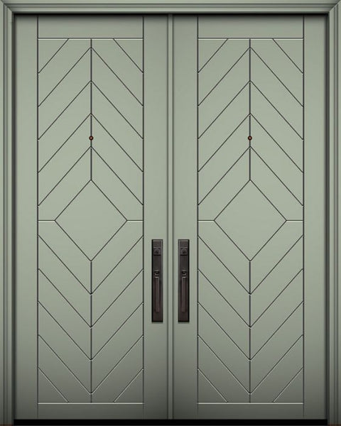 WDMA 64x96 Door (5ft4in by 8ft) Exterior Smooth 96in Double Lynnwood Solid Contemporary Door 1