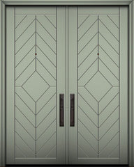 WDMA 64x96 Door (5ft4in by 8ft) Exterior Smooth 96in Double Lynnwood Solid Contemporary Door 1