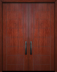 WDMA 64x96 Door (5ft4in by 8ft) Exterior Mahogany 96in Double Brentwood Solid Contemporary Door 1