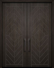 WDMA 64x96 Door (5ft4in by 8ft) Exterior Mahogany IMPACT | 96in Double Lynnwood Solid Contemporary Door 1