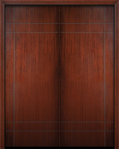 WDMA 64x96 Door (5ft4in by 8ft) Exterior Mahogany IMPACT | 96in Double Inglewood Solid Contemporary Door 1