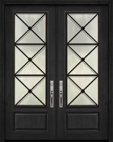 WDMA 64x96 Door (5ft4in by 8ft) Exterior Cherry IMPACT | 96in Double 1 Panel 3/4 Lite Republic Door 1