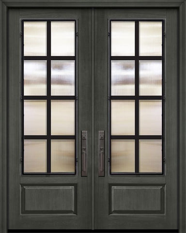 WDMA 64x96 Door (5ft4in by 8ft) Exterior Cherry IMPACT | 96in Double 1 Panel 3/4 Lite Minimal Steel Grille Door 1