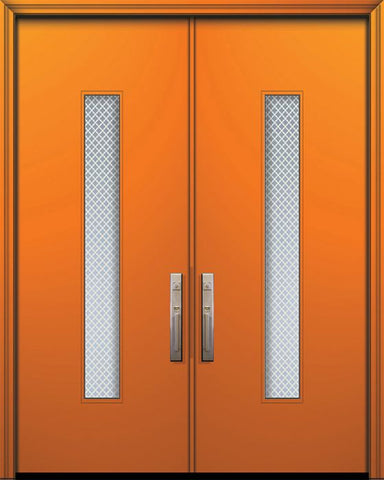 WDMA 64x96 Door (5ft4in by 8ft) Exterior Smooth 96in Double Malibu Solid Contemporary Door w/Metal Grid 1