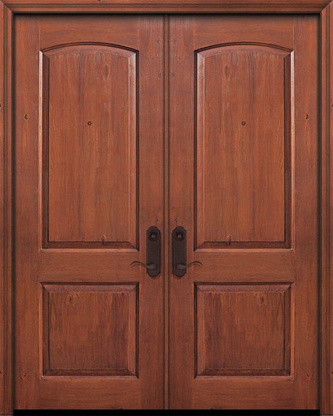 WDMA 64x96 Door (5ft4in by 8ft) Exterior Knotty Alder IMPACT | 96in Double 2 Panel Arch Door 1